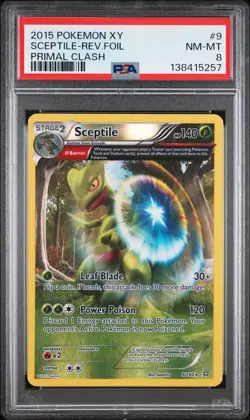 2015 POKEMON XY PRIMAL CLASH #9 SCEPTILE-REVERSE FOIL PSA 8 - Image 1