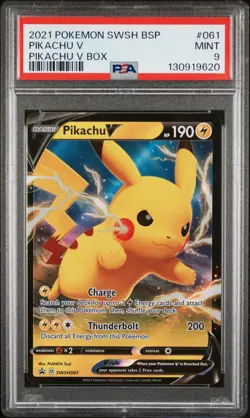 2021 POKEMON SWSH BLACK STAR PROMO PIKACHU V BOX #061 PIKACHU V PSA 9 - Image 1