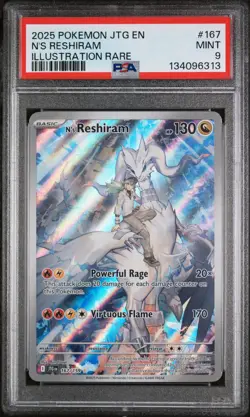 PSA 9 Pokemon TCG N's Reshiram 167/159 Sv09: Journey Together Illustration - Image 1