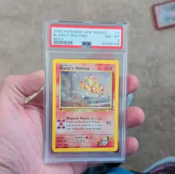 Pokemon Gym Heroes Blaine's Moltres 1/132 Holo Rare Unlimited 2000 PSA 8 W SWIRL - Image 1