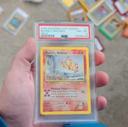Pokemon Gym Heroes Blaine's Moltres 1/132 Holo Rare Unlimited 2000 PSA 8 W SWIRL - Image 3