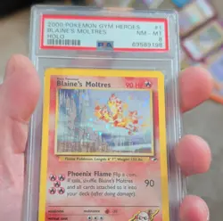 Pokemon Gym Heroes Blaine's Moltres 1/132 Holo Rare Unlimited 2000 PSA 8 W SWIRL - Image 4