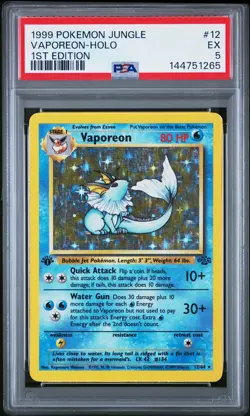 1999 POKEMON JUNGLE 1ST EDITION #12 VAPOREON-HOLO PSA 5 - Image 1