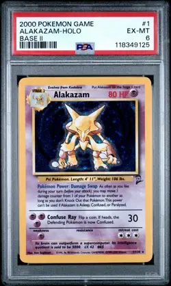 2000 POKEMON BASE SET 2 #1 ALAKAZAM-HOLO PSA 6 - Image 1