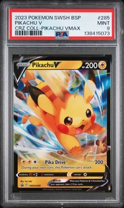 2023 POKEMON SWSH PROMO CROWN ZENITH COLLECTIONS #285 PIKACHU V PSA 9 - Image 1