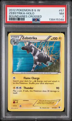 2012 POKEMON BLACK & WHITE BOUNDARIES CROSSED #57 ZEBSTRIKA-HOLO PSA 7 - Image 1