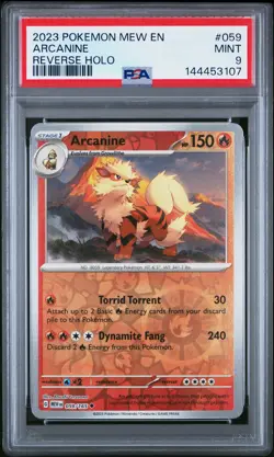 2023 POKEMON MEW EN-151 REVERSE HOLO #059 ARCANINE PSA 9 - Image 1