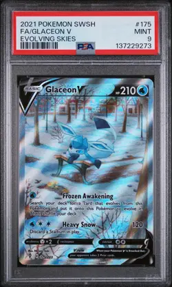 2021 POKEMON SWORD & SHIELD EVOLVING SKIES #175 FULL ART/GLACEON V PSA 9 - Image 1