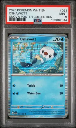 2025 POKEMON WHT EN-WHITE FLARE UNOVA POSTER COLLECTION #021 OSHAWOTT PSA 9 - Image 1