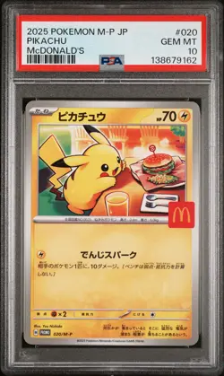 2025 POKEMON JAPANESE M-P PROMO MCDONALD'S #020 PIKACHU PSA 10 - Image 1
