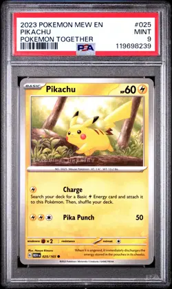 2023 POKEMON MEW EN-151 POKEMON TOGETHER #025 PIKACHU PSA 9 - Image 1
