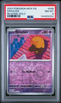 2023 POKEMON MEW EN-151 REVERSE HOLO #096 DROWZEE PSA 8 - Image 1