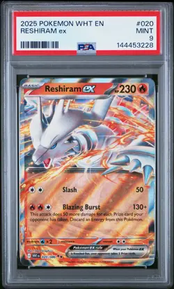 2025 POKEMON WHT EN-WHITE FLARE #020 RESHIRAM EX PSA 9 - Image 1