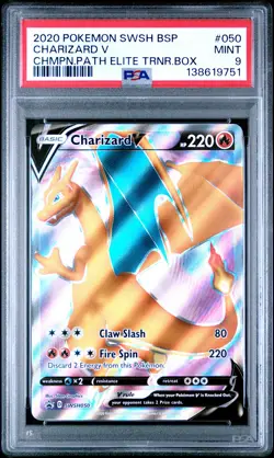 2020 POKEMON SWSH PROMO CHAMPION'S PATH ETB #050 CHARIZARD V PSA 9 - Image 1