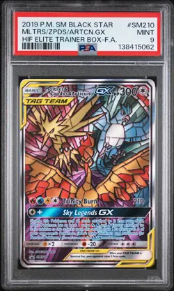 2019 POKEMON SM BLACK STAR PROMO FULL ART/MOLTRES & ZAPDOS & ARTICUNO GX PSA 9 - Image 1