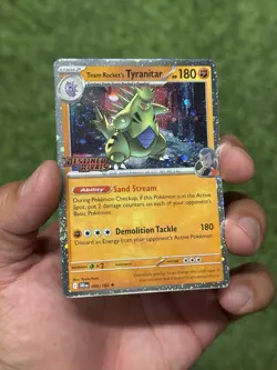 POKEMON TEAM ROCKET'S TYRANITAR 096/182 DESTINED RIVALS STAMP PRERELEASE NM - Image 2