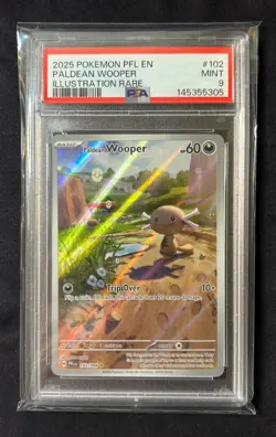 2025 POKEMON PFL EN-PHANTASMAL FLAMES ILLUSTRATION RARE PALDEAN WOOPER PSA 9 - Image 1