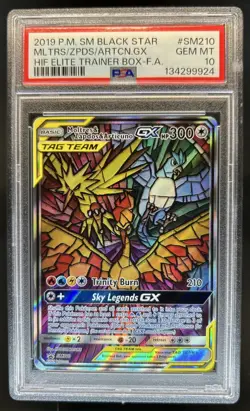 2019 Pokemon Black Star Promos Moltres & Zapdos Articuno Tag Team #SM210 PSA 10 - Image 1