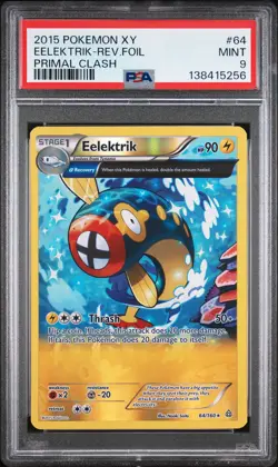 2015 POKEMON XY PRIMAL CLASH #64 EELEKTRIK-REVERSE FOIL PSA 9 - Image 1