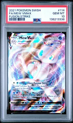 2021 POKEMON SWORD & SHIELD FUSION STRIKE #114 FULL ART/MEW VMAX PSA 10 - Image 1