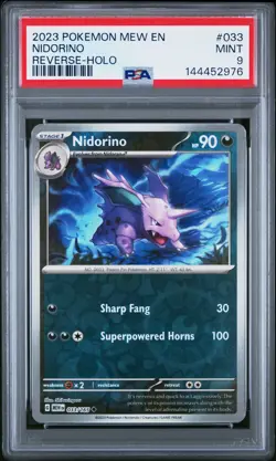 2023 POKEMON MEW EN-151 REVERSE-HOLO #033 NIDORINO PSA 9 - Image 1