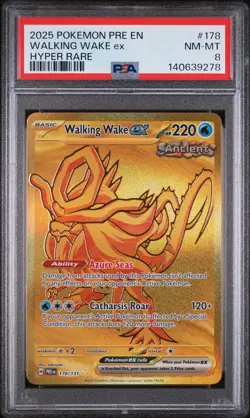 2025 POKEMON PRE EN-PRISMATIC EVOLUTIONS HYPER RARE #178 WALKING WAKE EX PSA 8 - Image 1