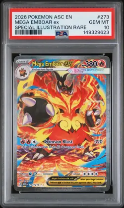 2026 POKEMON ASCENDED HEROES SPECIAL ILLUSTRATION RARE MEGA EMBOAR EX PSA 10 - Image 1