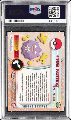 2000 TOPPS CHROME POKEMON T.V. SPARKLE #109 KOFFING PSA 10 - Image 2