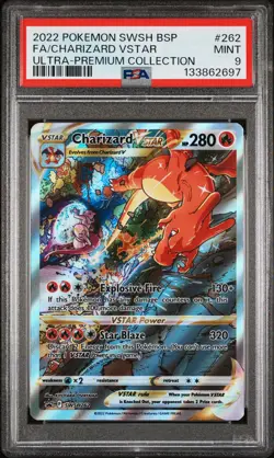 2022 POKEMON SWSH BLACK STAR PROMO #262 FULL ART/CHARIZARD VSTAR PSA 9 - Image 1