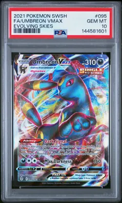2021 POKEMON SWORD & SHIELD EVOLVING SKIES #095 FULL ART/UMBREON VMAX PSA 10 - Image 1