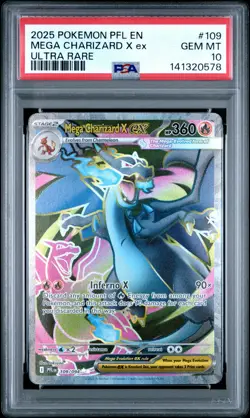 2025 POKEMON PFL EN-PHANTASMAL FLAMES ULTRA RARE #109 MEGA CHARIZARD X EX PSA 10 - Image 1