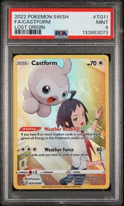 2022 POKEMON SWORD & SHIELD LOST ORIGIN #TG11 FULL ART/CASTFORM PSA 9 - Image 1