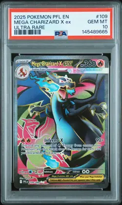 2025 POKEMON PFL EN-PHANTASMAL FLAMES ULTRA RARE #109 MEGA CHARIZARD X EX PSA 10 - Image 1