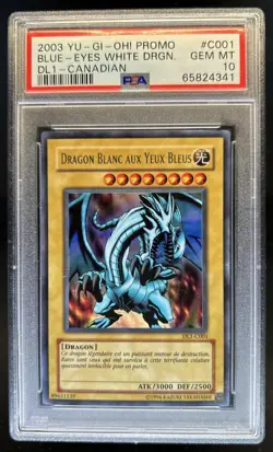 2003 Yu-Gi-Oh! Canadian Blue Eyes White Dragon Promo #DL1-C001 PSA 10 - Image 1