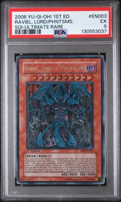 2006 YU-GI-OH! SOI-SHADOW OF INFINITY #EN003 RAVIEL, LORD OF PHANTASMS PSA 5 - Image 1