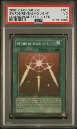 2002 YU-GI-OH! LOB-LEGEND OF BLUE EYES 1ST EDT SWORDS OF REVEALING LIGHT PSA 3 - Image 1