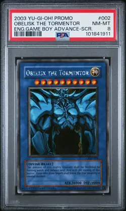 2003 YU-GI-OH! PROMO #002 OBELISK THE TORMENTOR PSA 8 - Image 1