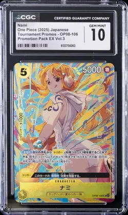 2025 ONE PIECE JAPANESE TOURNAMENT PROMOS #OP08-106 NAMI CGC 10 GEM MINT - Image 1