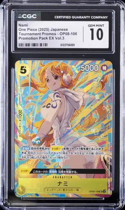 2025 ONE PIECE JAPANESE TOURNAMENT PROMOS #OP08-106 NAMI CGC 10 - Image 1