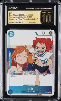 2025 ONE PIECE JAPANESE PROMO "ONE PIECE FAN LETTER" #P-096 GIRL CGC 10 PRISTINE - Image 1