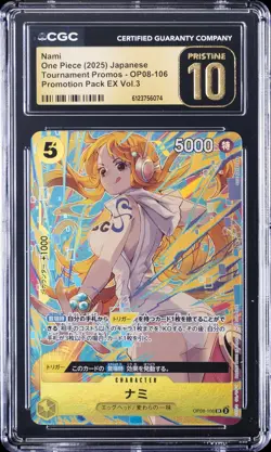2025 ONE PIECE JAPANESE TOURNAMENT PROMOS #OP08-106 NAMI CGC 10 PRISTINE - Image 1