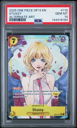 2025 ONE PIECE OP13-CARRYING ON HIS WILL ALTERNATE ART #110 STUSSY PSA 10 - Image 1