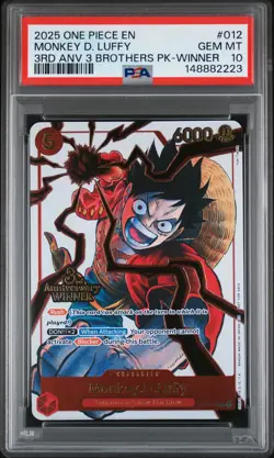 2025 ONE PIECE 3RD ANNIV TOURNAMENT 3 BROTHERS PACK WINNER MONKEY D LUFFY PSA 10 - Image 1