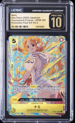 2025 ONE PIECE JAPANESE TOURNAMENT PROMOS #OP08-106 NAMI CGC 10 PRISTINE - Image 1