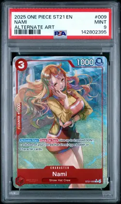 2025 ONE PIECE STARTER DECK ST21-EX GEAR 5 ALTERNATE ART #009 NAMI PSA 9 - Image 1