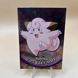 Pokemon 1999 TOPPS Clefairy #35 Blue Logo Chrome Foil TV Animation Edition Card - Image 1