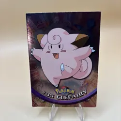 Pokemon 1999 TOPPS Clefairy #35 Blue Logo Chrome Foil TV Animation Edition Card - Image 2