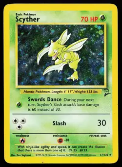 Scyther 17/130 Holo Rare Base Set 2 Pokemon Card - Image 1