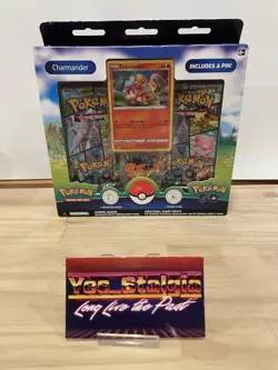 Pokemon Go Pin Collection New Sealed Charmander Promo Card + 3 Booster Packs - Image 1