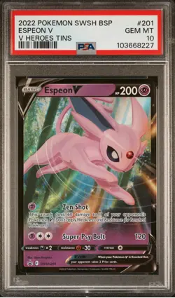 Pokemon Espeon V SWSH201 SWSH: Sword & Shield Promo Cards PSA 10 Holo - Image 1